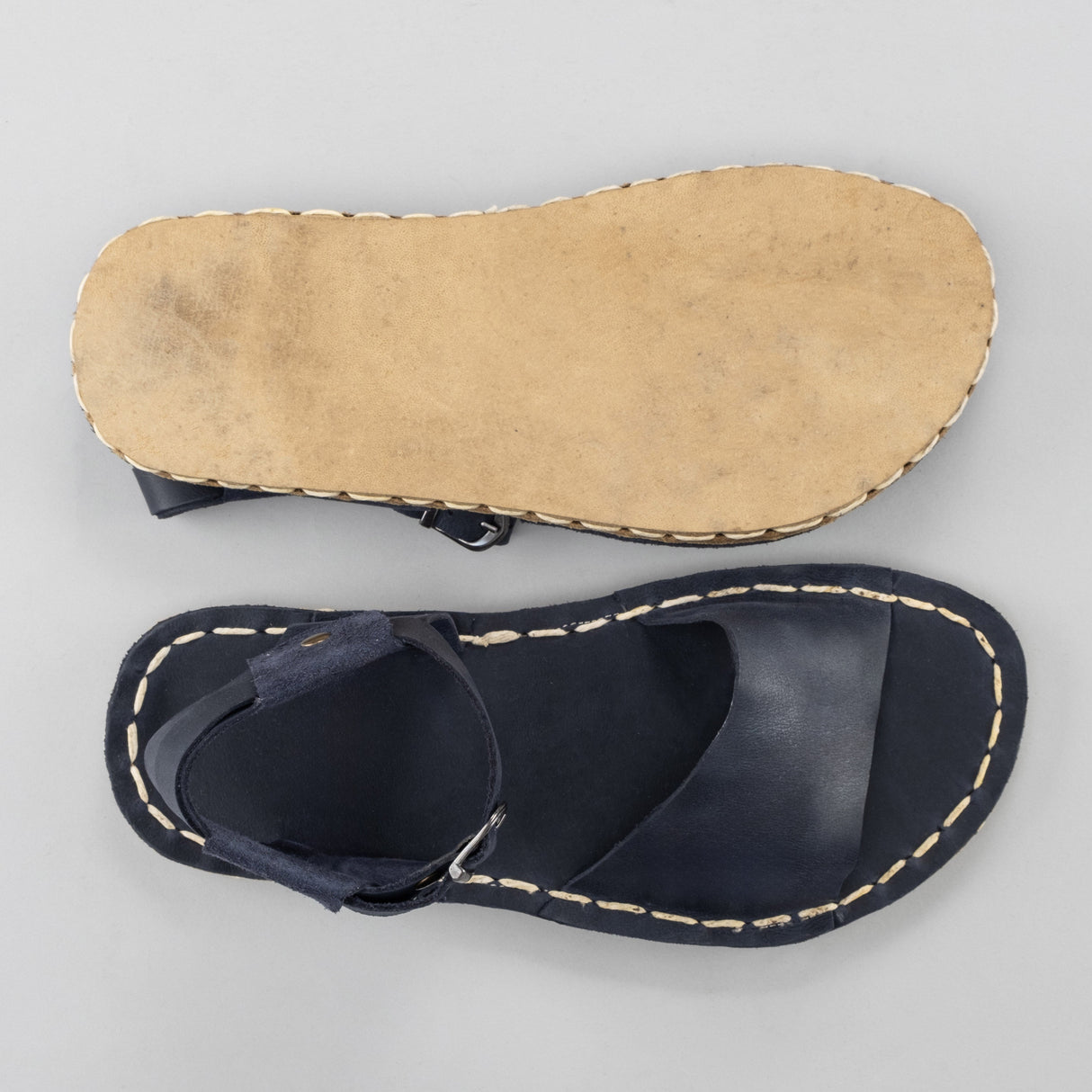 Blue Opened Toe Barefoot Sandals from Atlantis Handmade Shoes