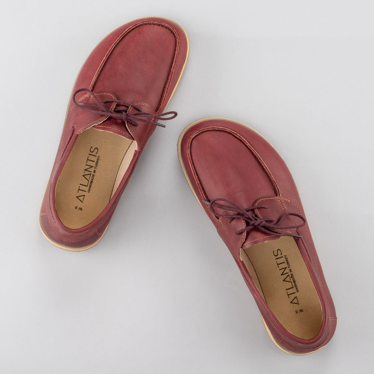 Women's Red Boat Shoes from Atlantis Handmade Shoes