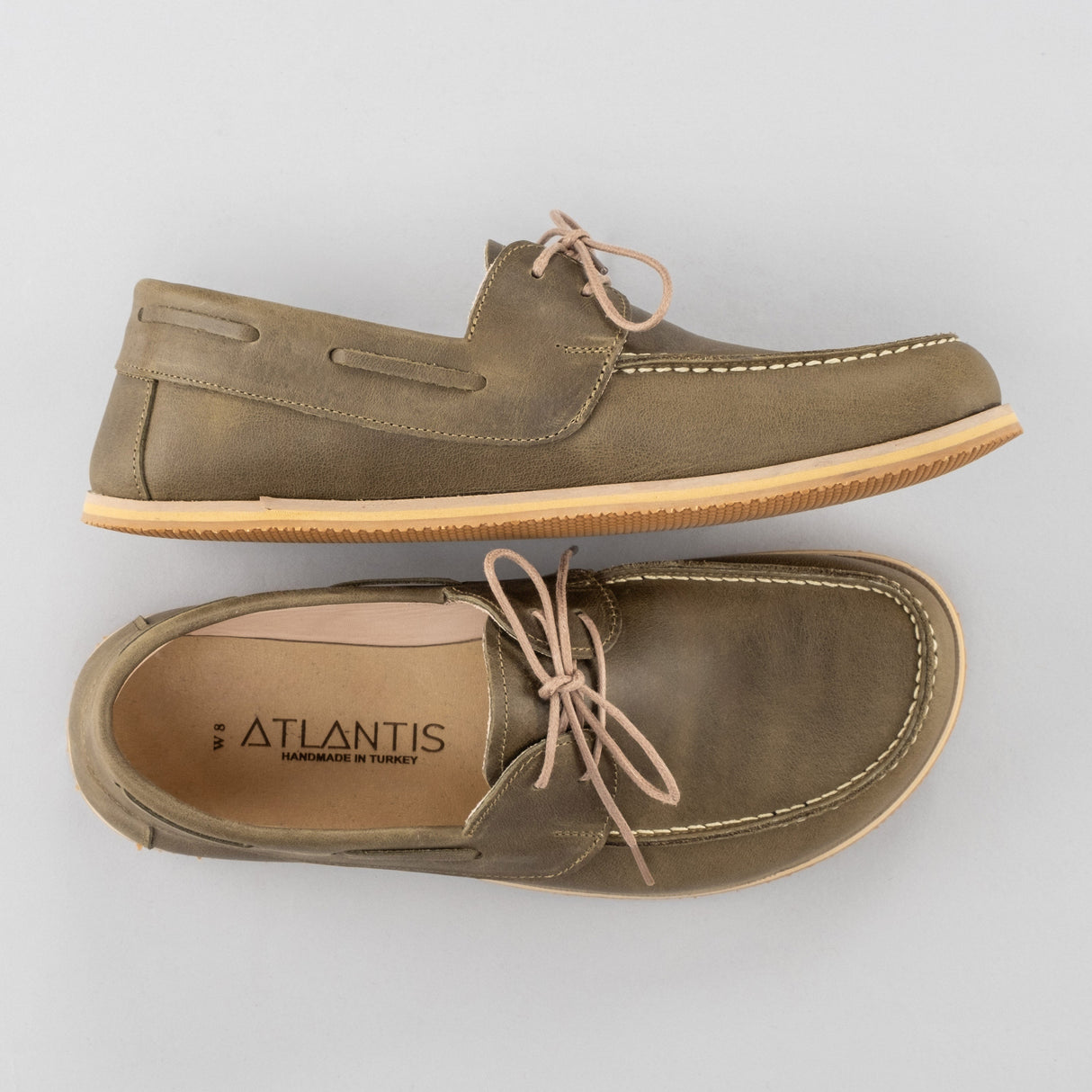 Women's Green Boat Shoes from Atlantis Handmade Shoes