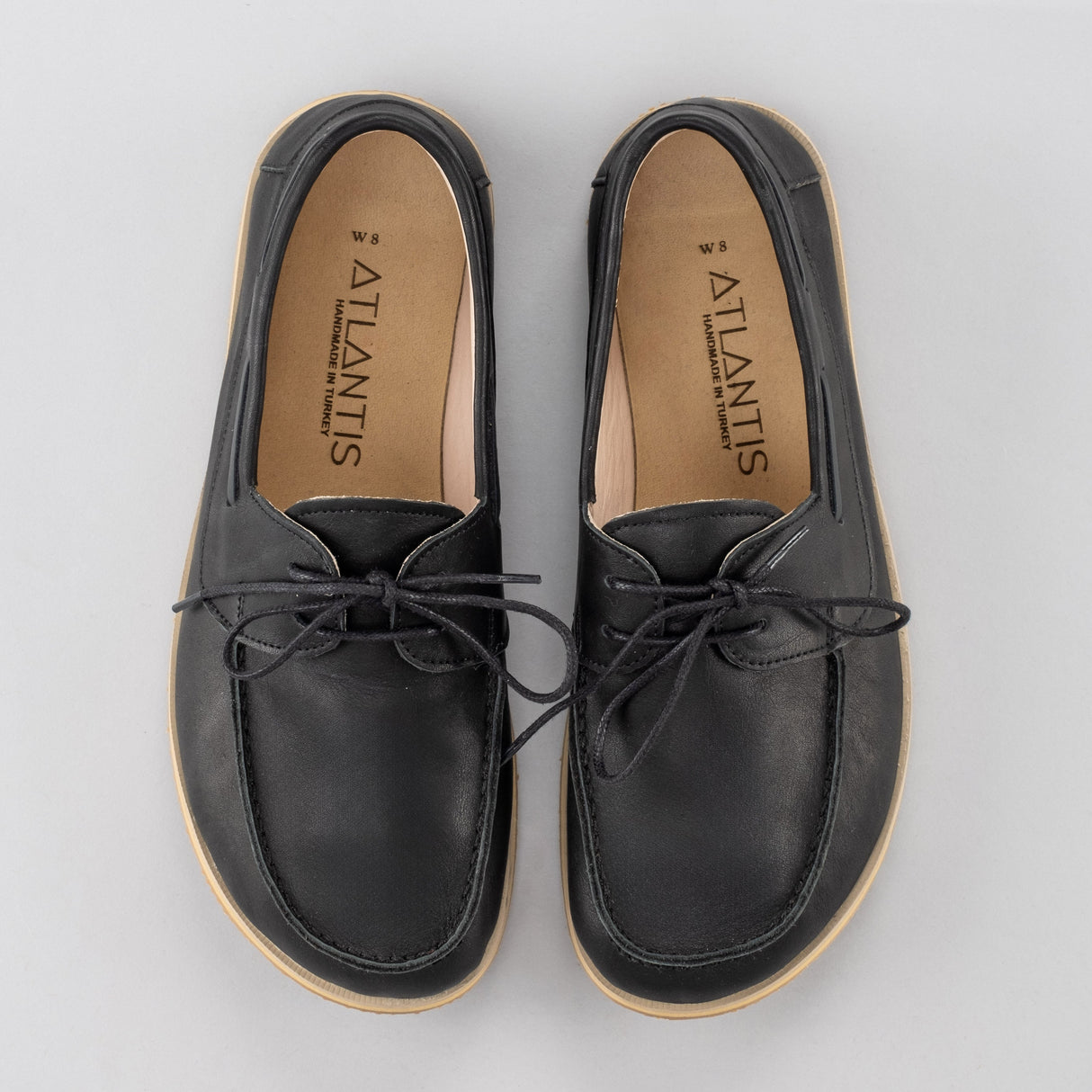 Women's Black Boat Shoes from Atlantis Handmade Shoes