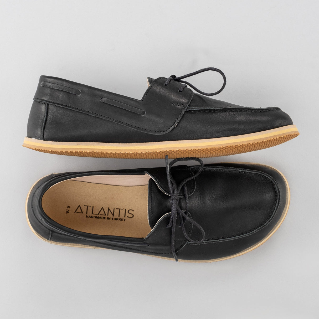 Women's Black Boat Shoes from Atlantis Handmade Shoes