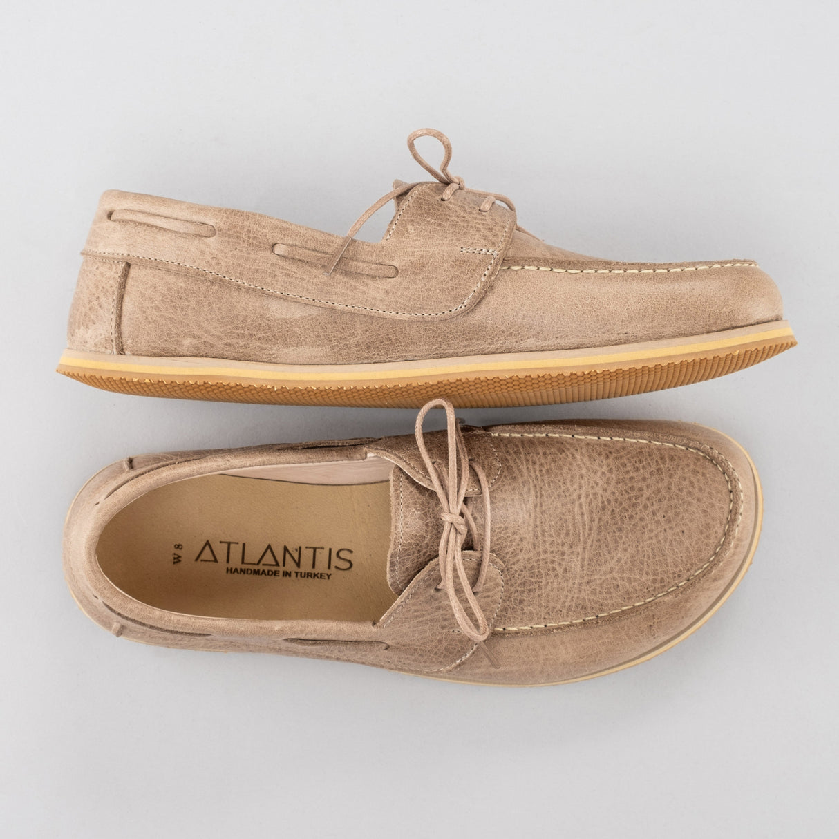 Women's Tan Boat Shoes from Atlantis Handmade Shoes