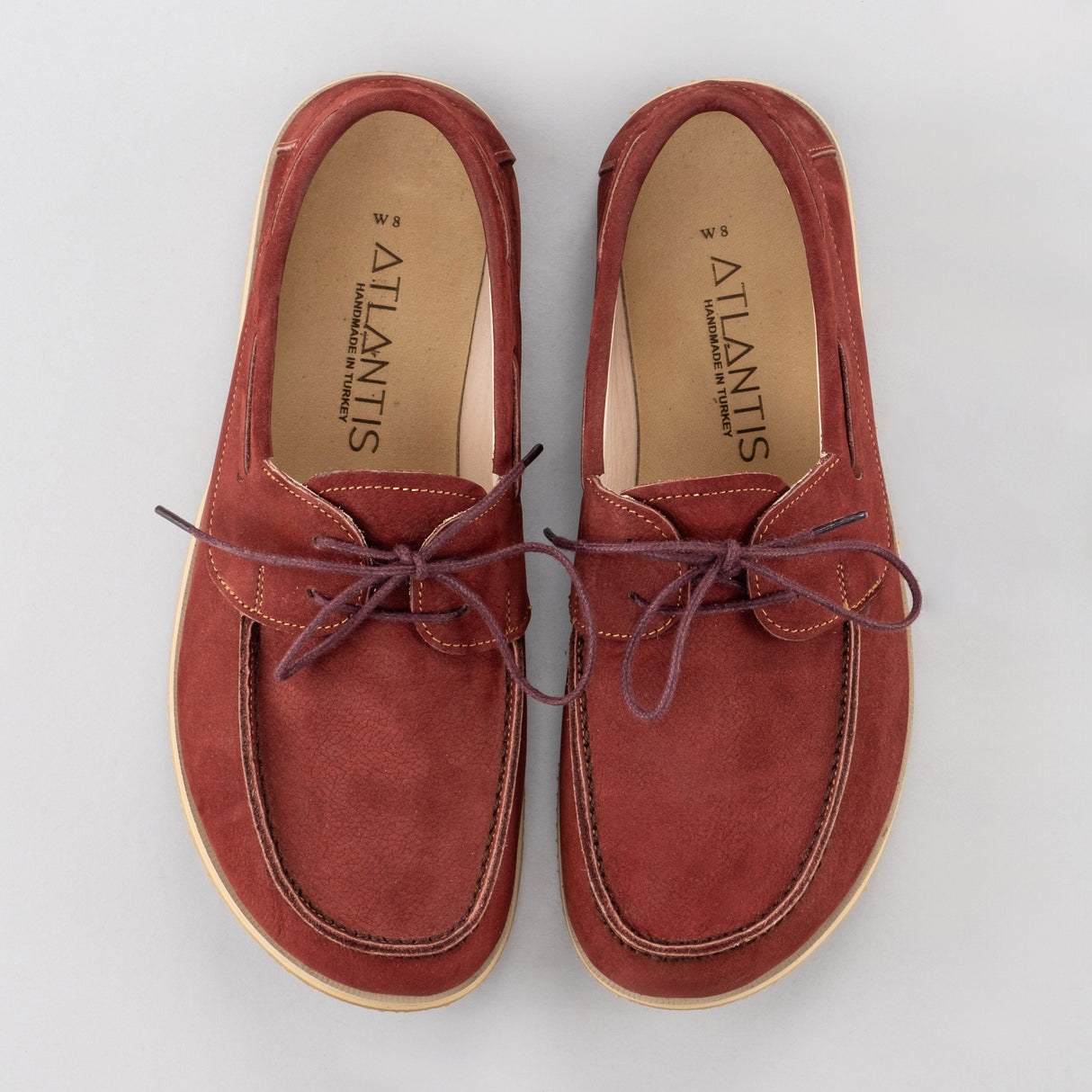 Women's Burgundy Boat Shoes from Atlantis Handmade Shoes