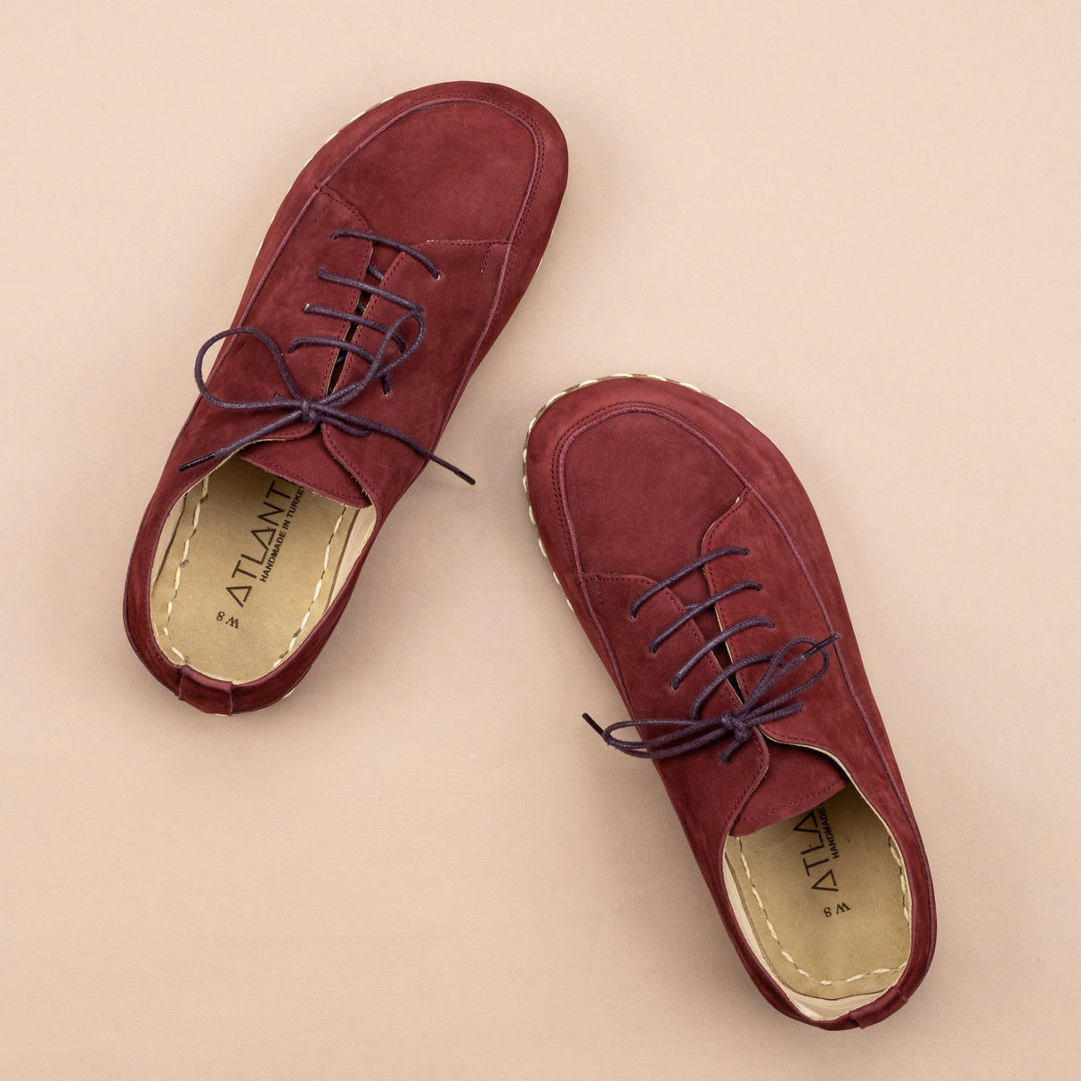 Men's Burgundy Barefoot Sneakers from Atlantis Handmade Shoes