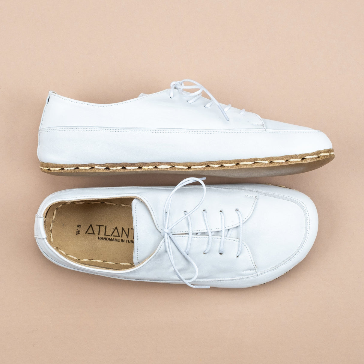 Men's White Barefoot Sneakers from Atlantis Handmade Shoes
