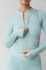 Astoria CONTOUR Ribbed Seamless Zip Up - Seafoam From Astoria Activewear