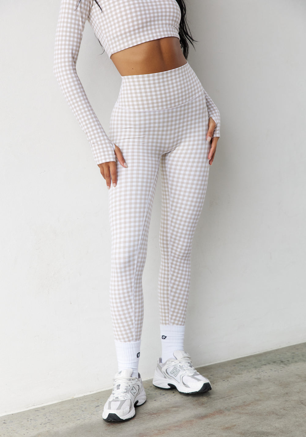 Astoria LUXE BALANCE Full Length Legging - Beige Gingham From Astoria Activewear