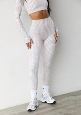 Astoria LUXE BALANCE Full Length Legging - Beige Gingham From Astoria Activewear