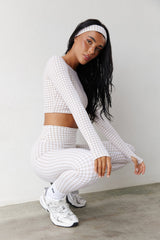 Astoria LUXE BALANCE Staple Sleeved Crop - Beige Gingham From Astoria Activewear