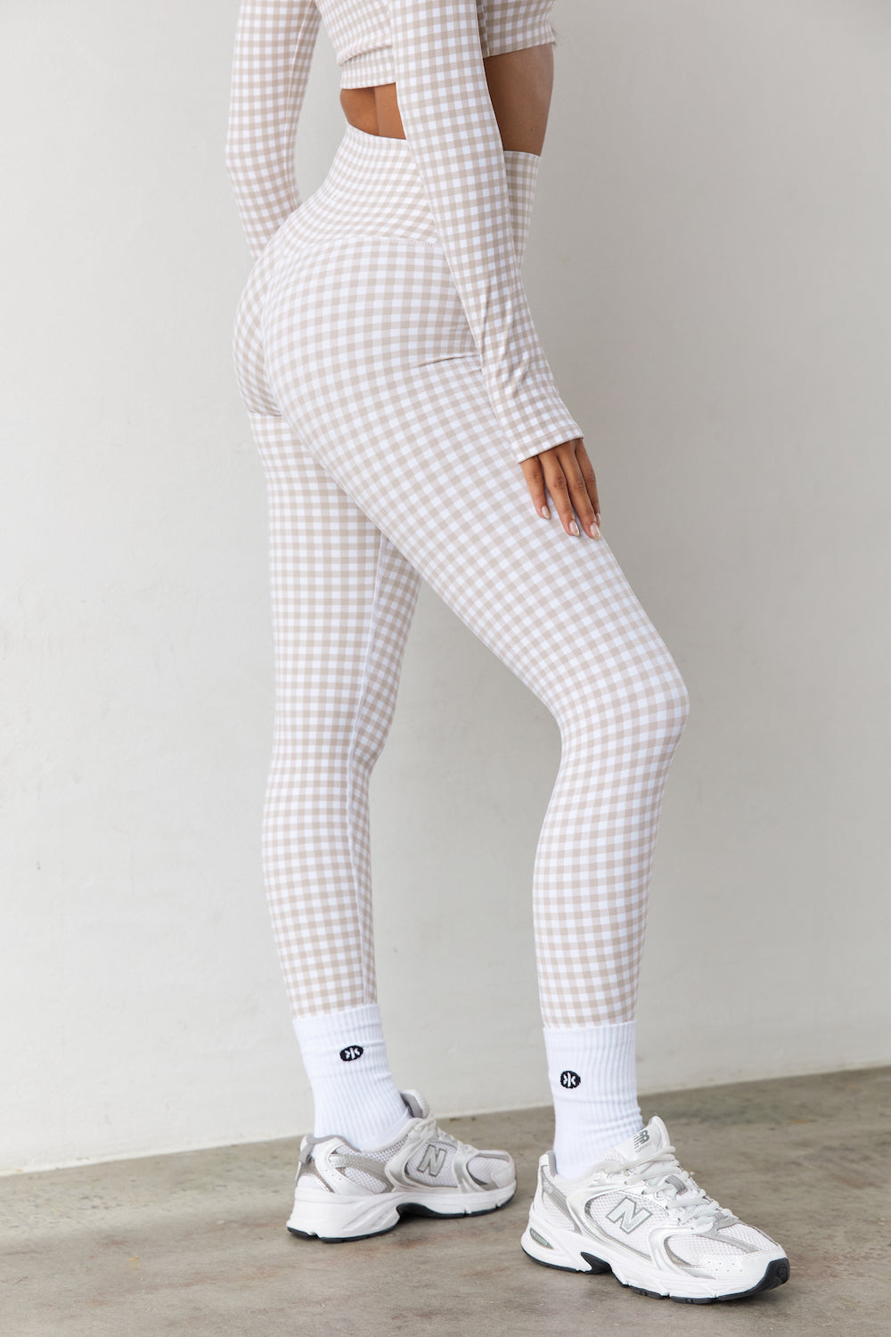 Astoria LUXE BALANCE Full Length Legging - Beige Gingham From Astoria Activewear