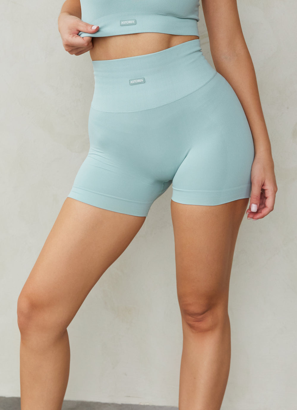 Astoria CONTOUR Ribbed Seamless Short - Seafoam From Astoria Activewear