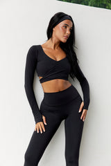 Astoria BALANCE Crossover Sleeve Crop - Black From Astoria Activewear