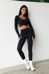 Astoria BALANCE Crossover Sleeve Crop - Black From Astoria Activewear