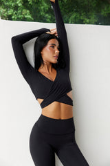 Astoria BALANCE Crossover Sleeve Crop - Black From Astoria Activewear
