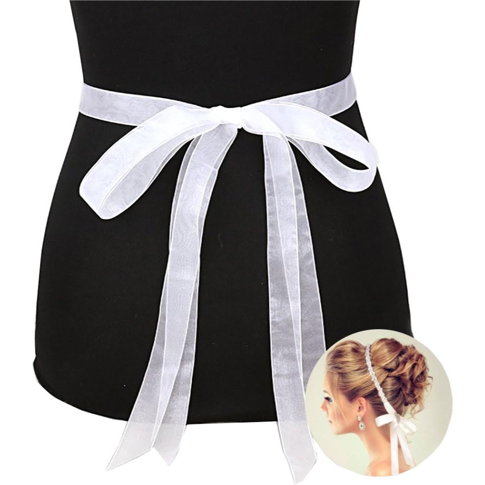Amie Crystal Pave Bow Sash Ribbon Bridal Wedding Belt Headband from Madeline Love