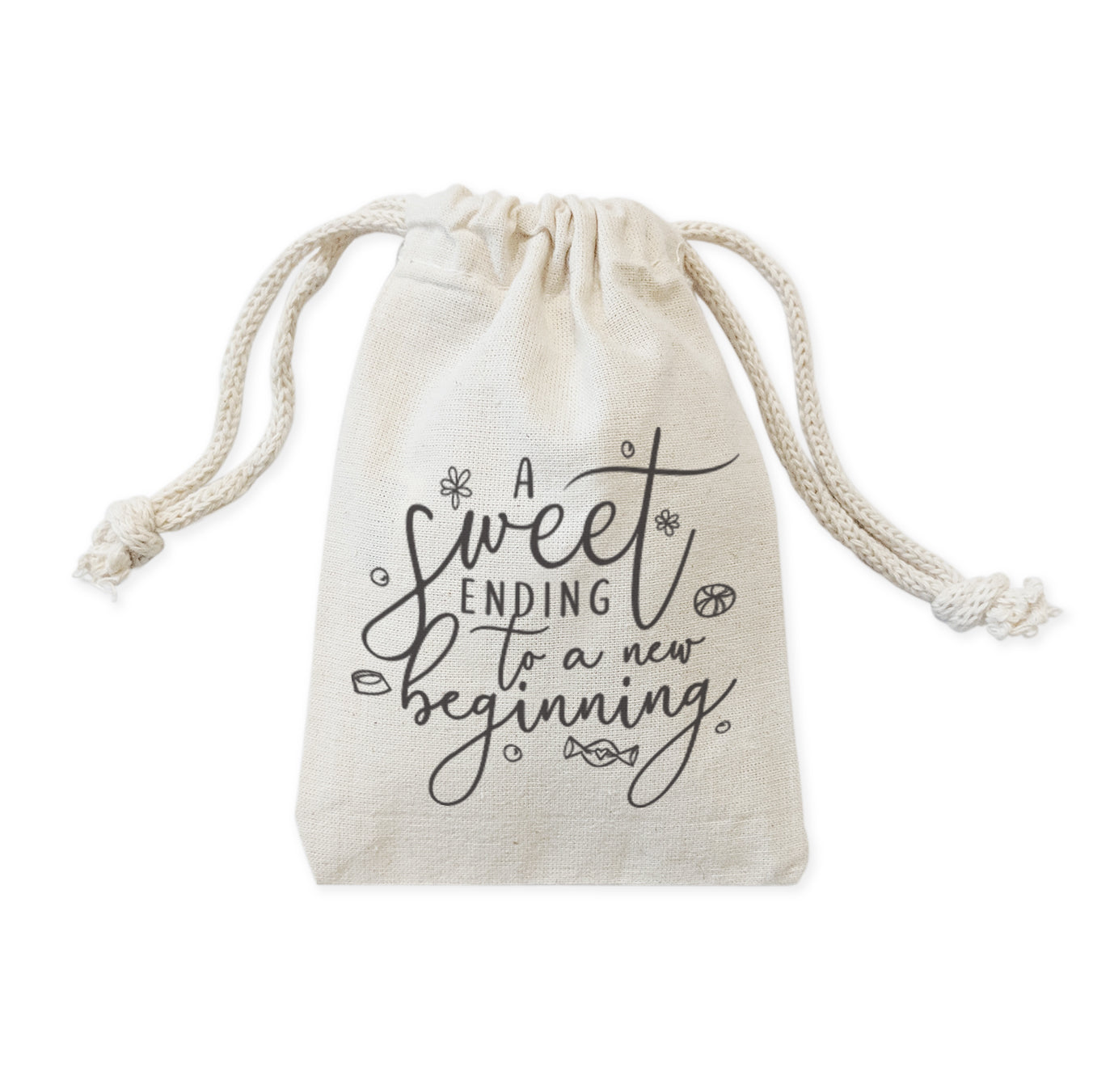 A Sweet Ending to a New Beginning Cotton Canvas Wedding Favor Bags, 6-Pack from The Cotton & Canvas Co.