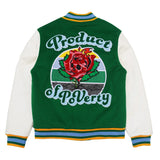 F1026 Product of Poverty Varsity Jacket - Green From Makobi Jeans USA