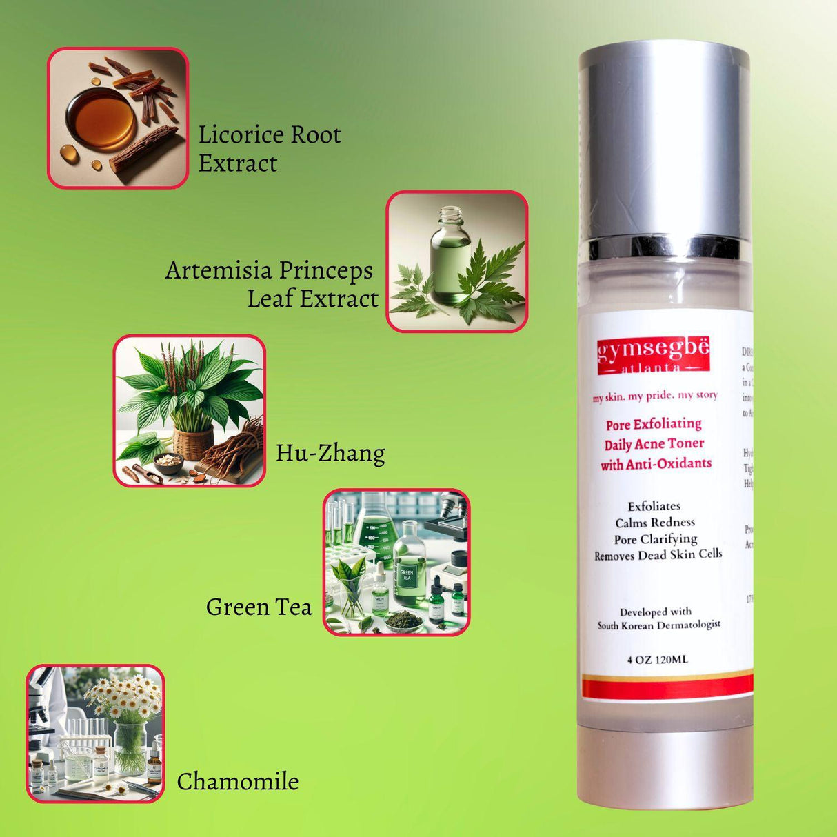 Acne Set: Cleanser, Toner, Serum, and Acid Peel from gymsegbë