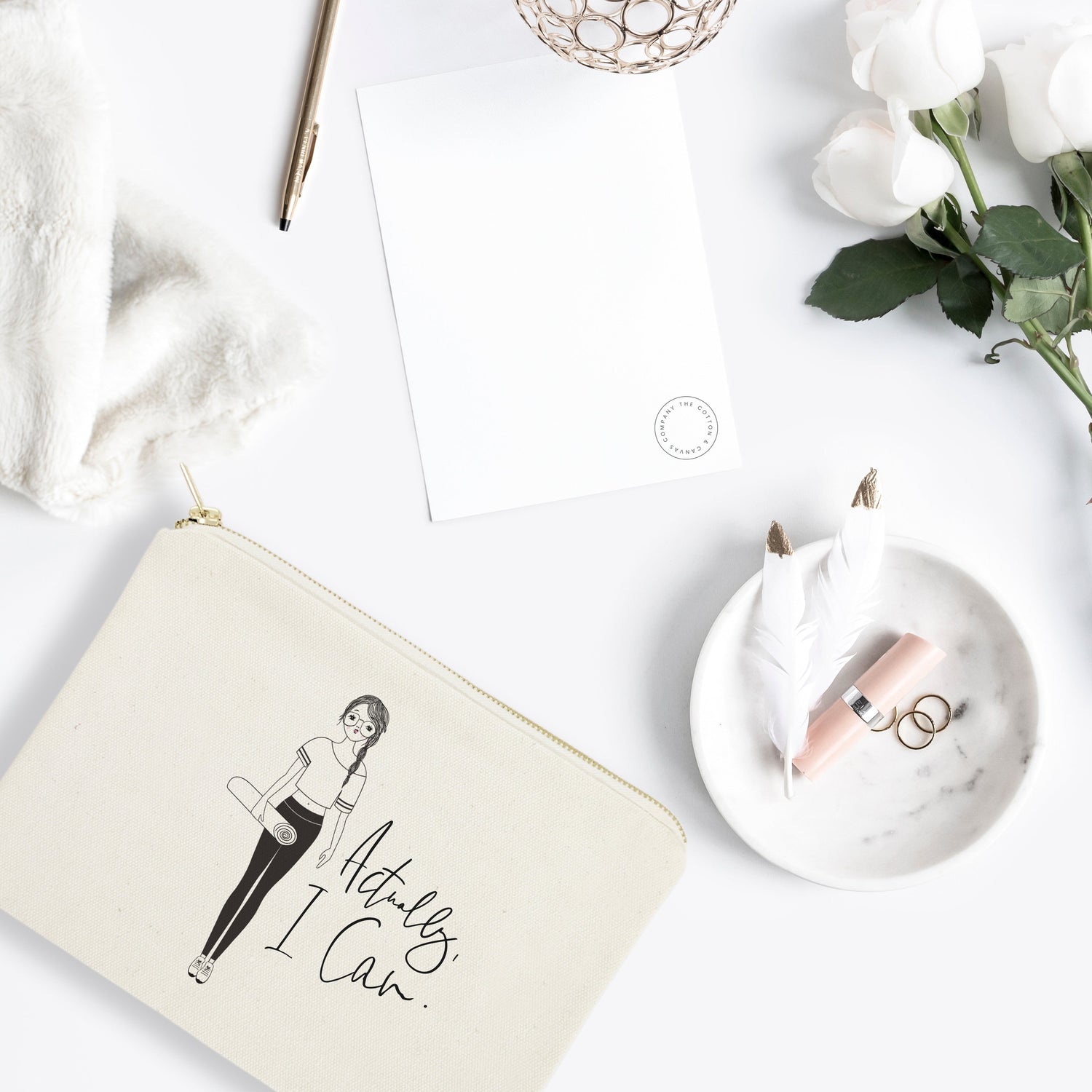 Actually, I Can Cotton Canvas Cosmetic Bag from The Cotton & Canvas Co.