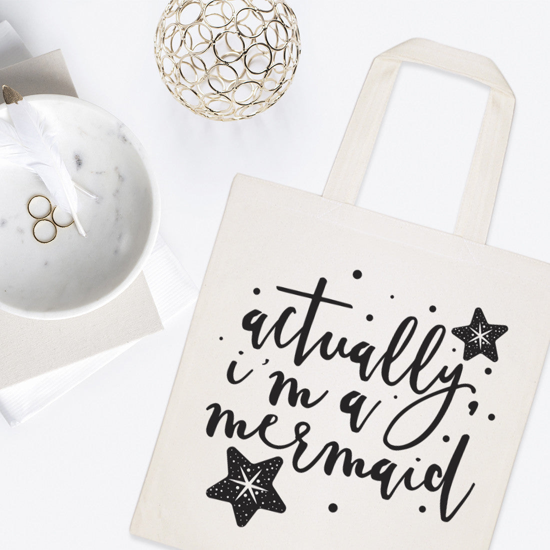 Actually, I'm a Mermaid Cotton Canvas Tote Bag from The Cotton & Canvas Co.