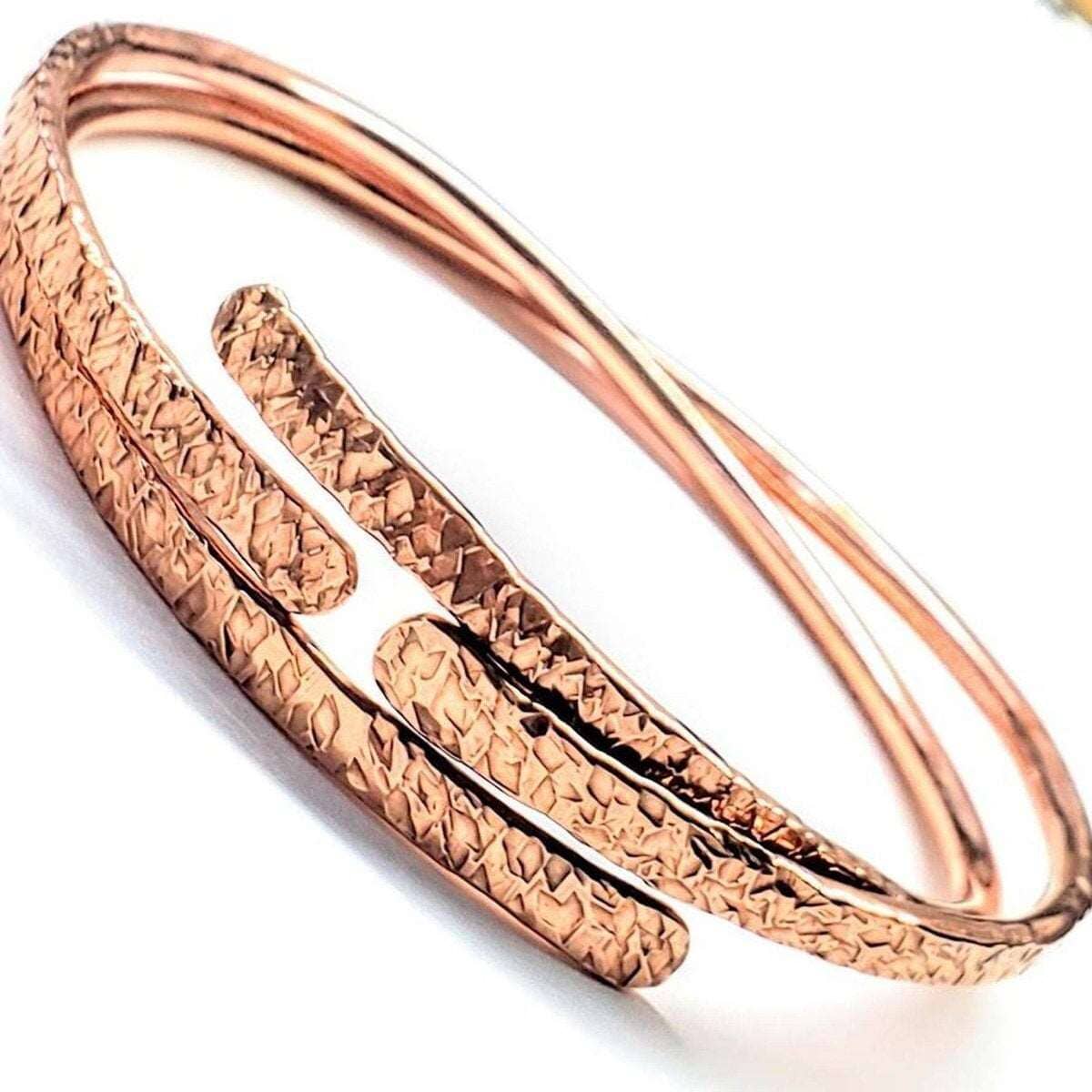 8 Gauge Adjustable Hammered Copper Overlap Bangle For Him or Her from Alexa Martha Designs