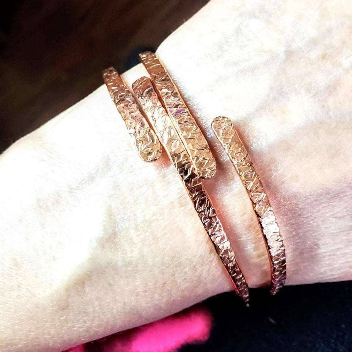 8 Gauge Adjustable Hammered Copper Overlap Bangle For Him or Her from Alexa Martha Designs