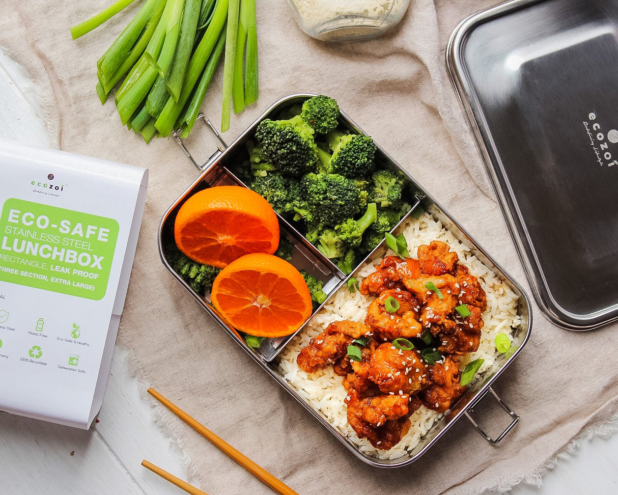 Stainless Steel Lunch Box, 3 Compartment Leak Proof, 50 Oz from ecozoi