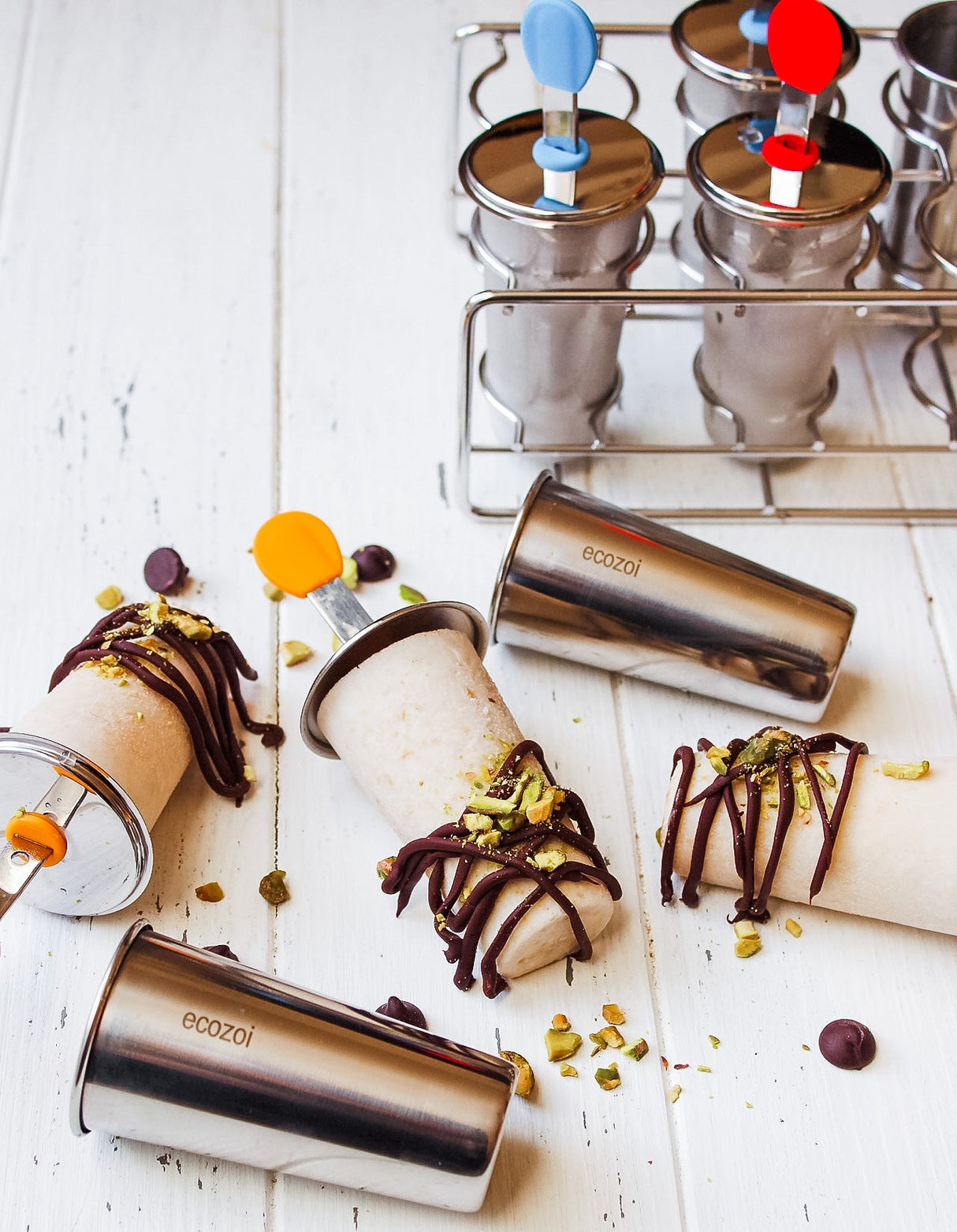 Stainless Steel Popsicle Molds, Round with Stainless Steel Sticks from ecozoi