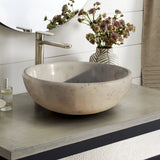 Afyon Sugar White Marble Vessel Above Vanity Bathroom Sink Polished (D)16" (H)6" From Villohome