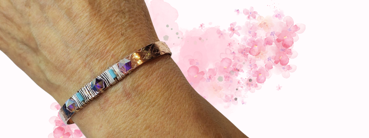 Crystal Spike Bead Copper Cuff from Alexa Martha Designs