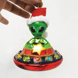 Alien and UFO Glass Christmas Ornament from OrnamentallyYou