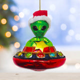 Alien and UFO Glass Christmas Ornament from OrnamentallyYou
