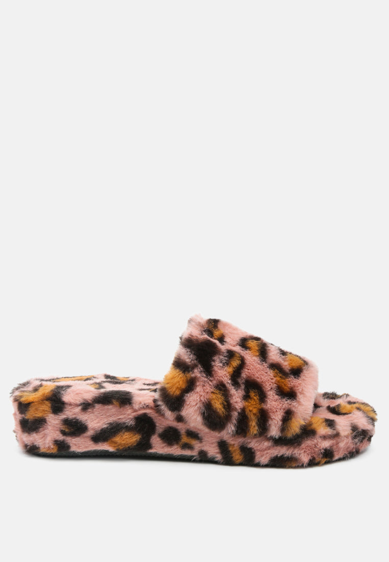 All Day Indoor Fur Flats In Leopard from London Rag International