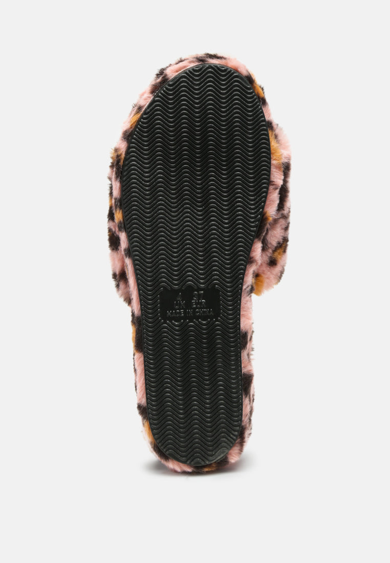 All Day Indoor Fur Flats In Leopard from London Rag International