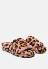 All Day Indoor Fur Flats In Leopard from London Rag International