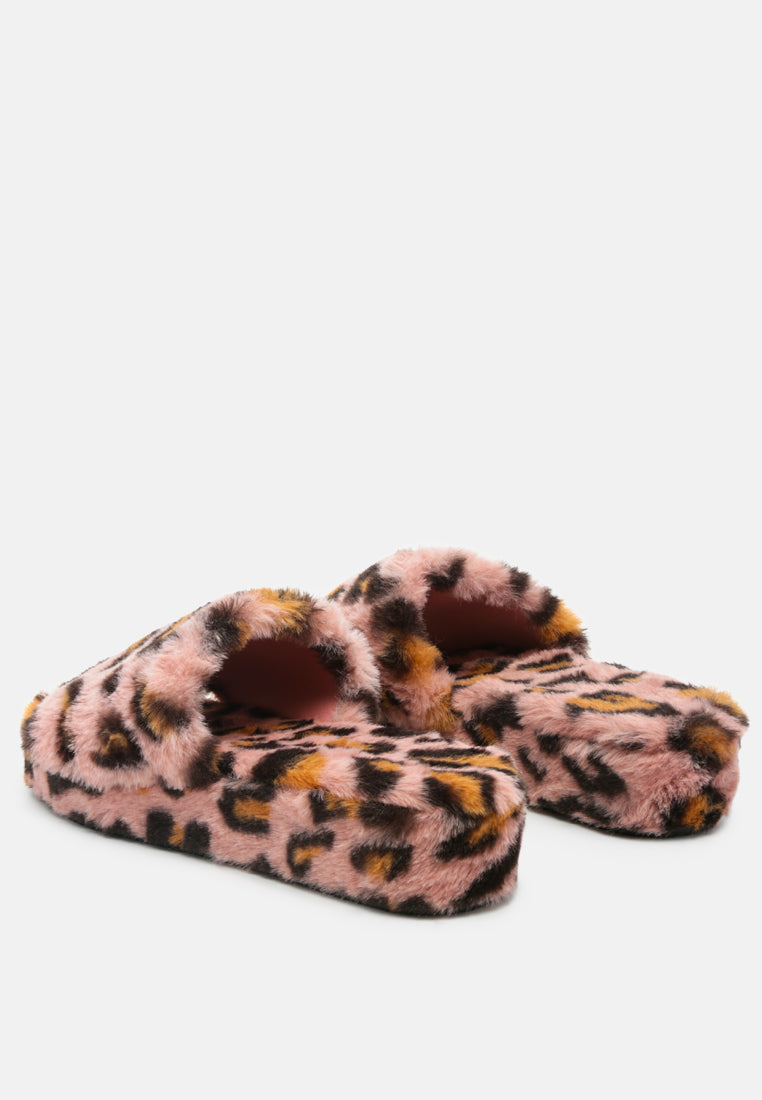 All Day Indoor Fur Flats In Leopard from London Rag International