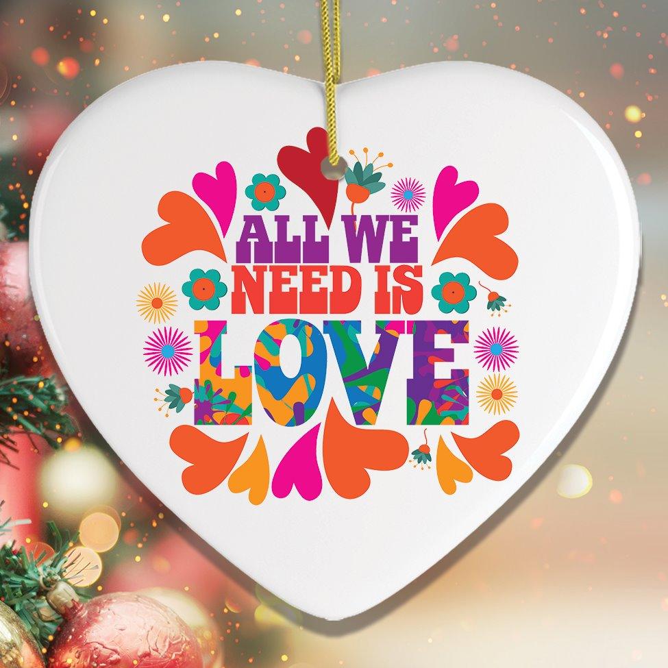 All We Need is Love Ornament, 1960s Hippy Psychedelic Style Christmas Decoration from OrnamentallyYou