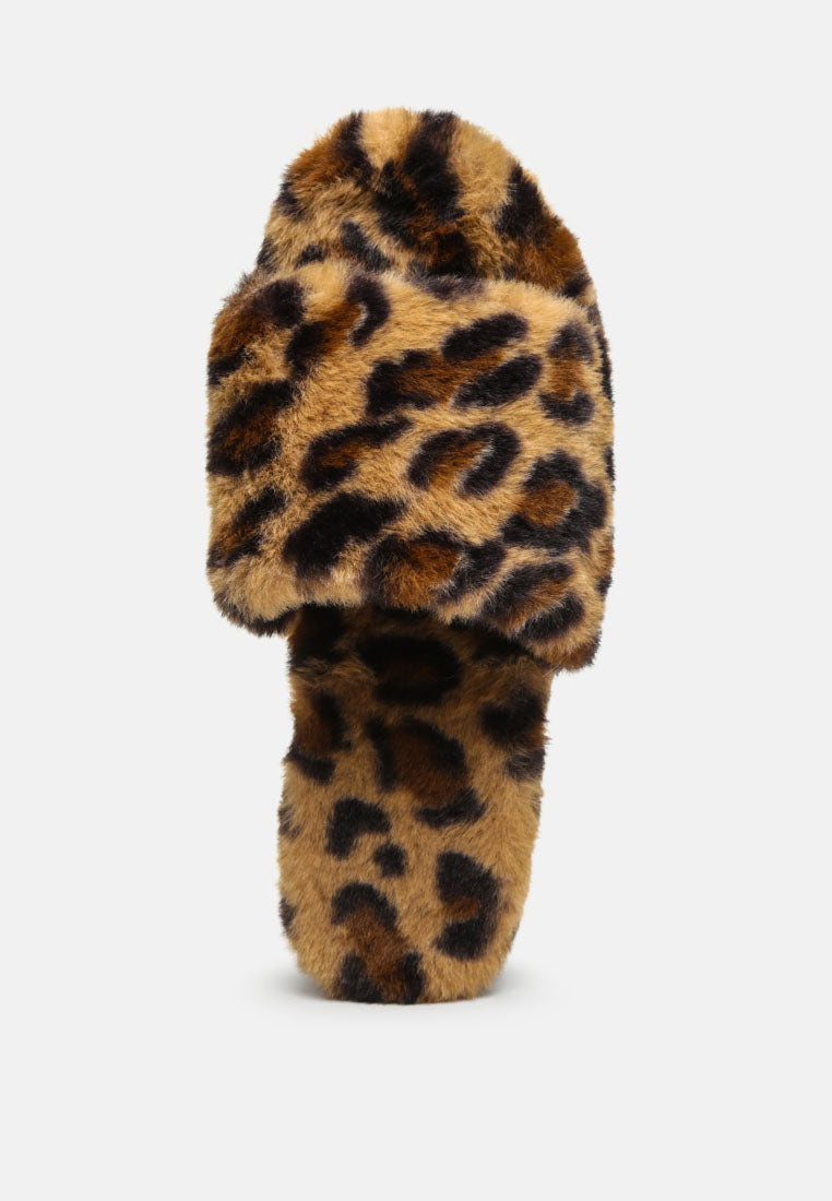 All Day Indoor Fur Flats In Leopard from London Rag International