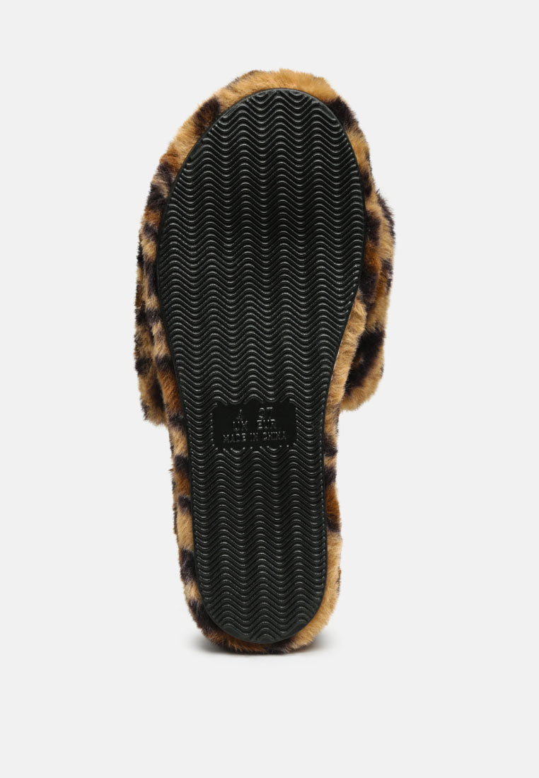 All Day Indoor Fur Flats In Leopard from London Rag International