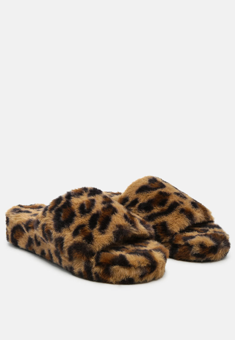 All Day Indoor Fur Flats In Leopard from London Rag International