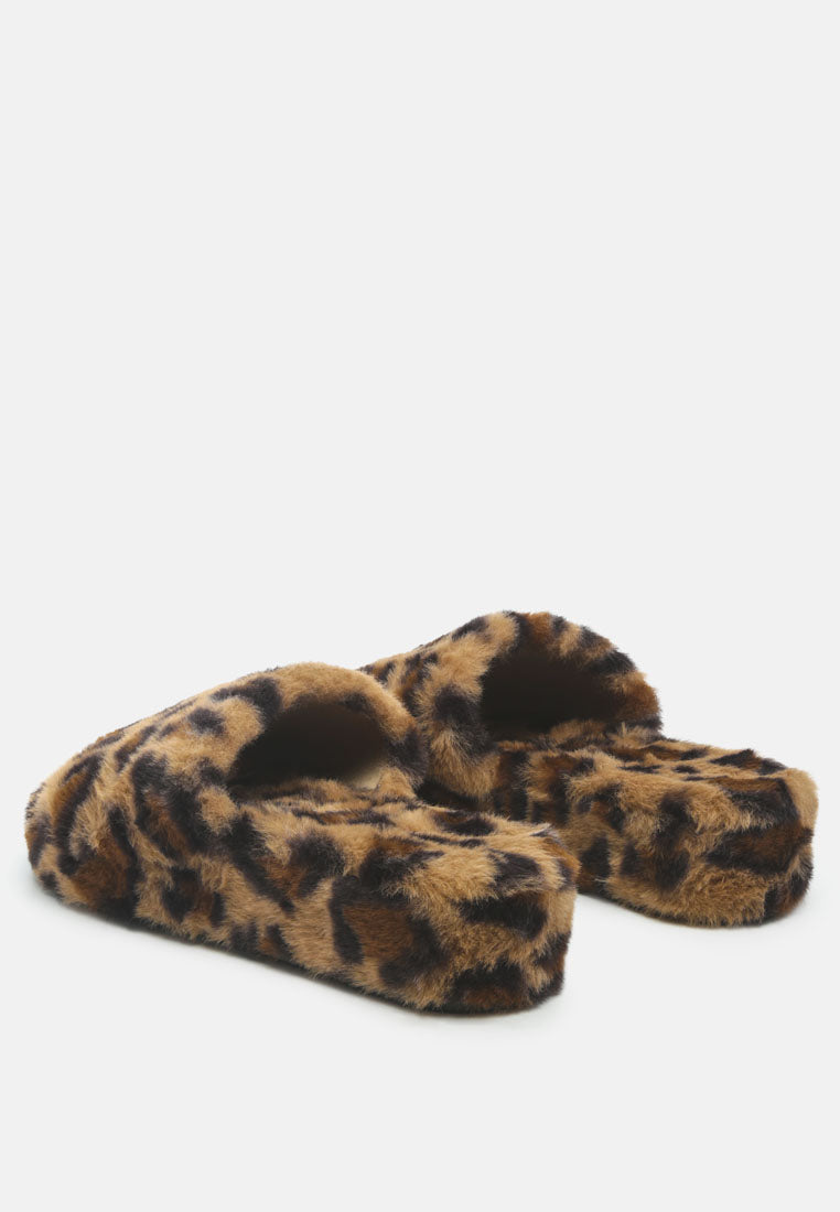 All Day Indoor Fur Flats In Leopard from London Rag International