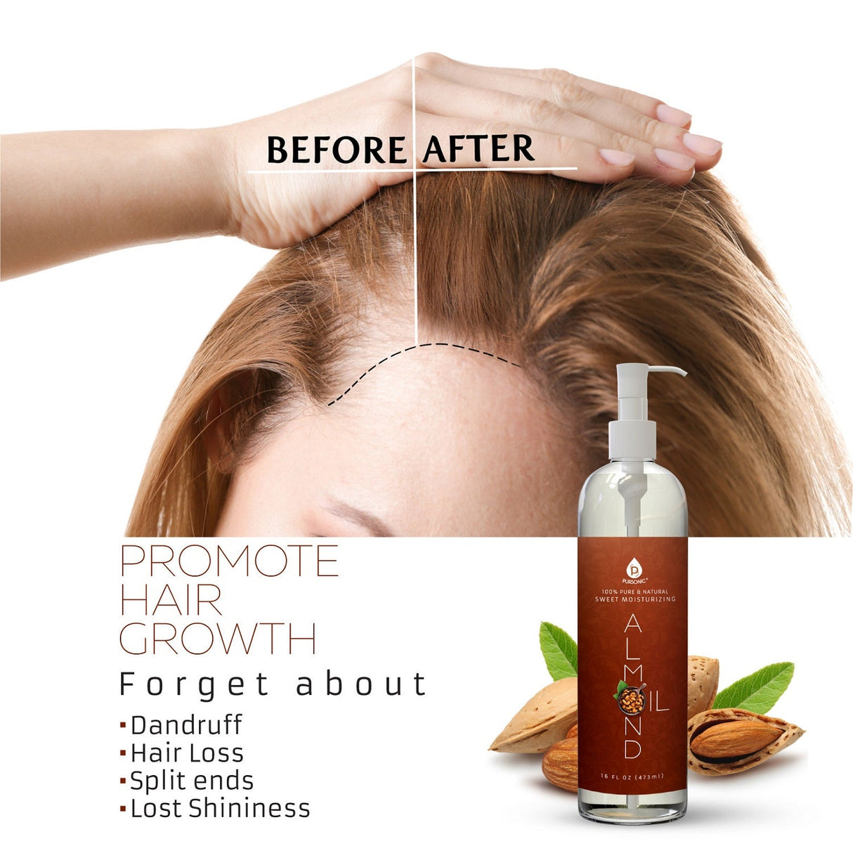 100% Pure & Natural Sweet Almond oil 16 Oz. from Pursonic
