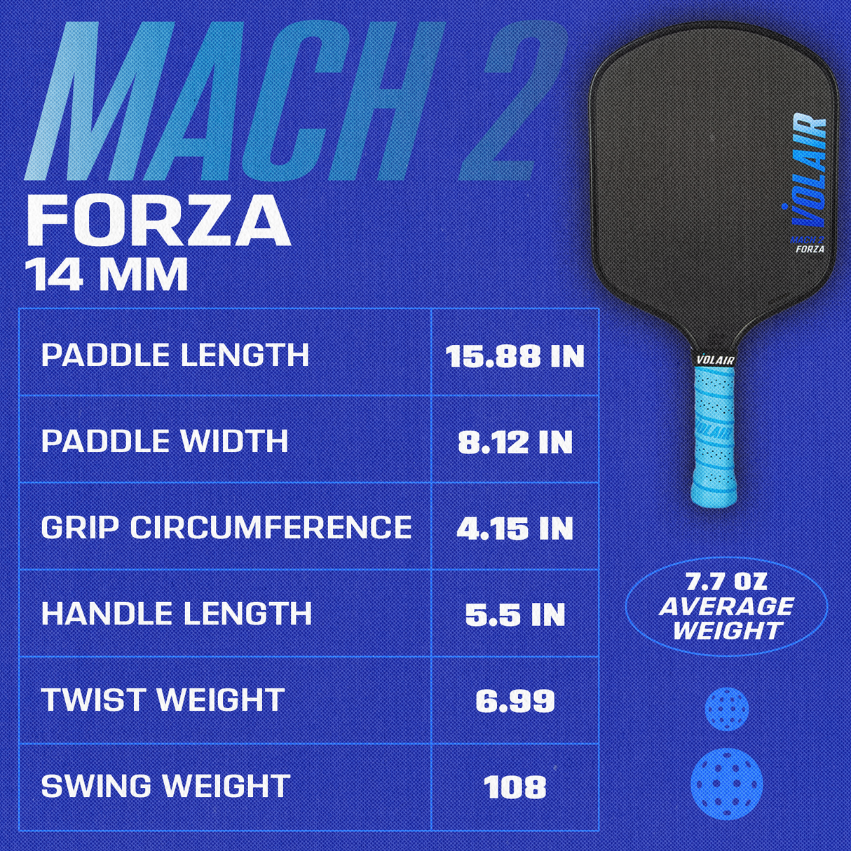 Mach 2 Forza Pickleball Paddle from Volair Pickleball