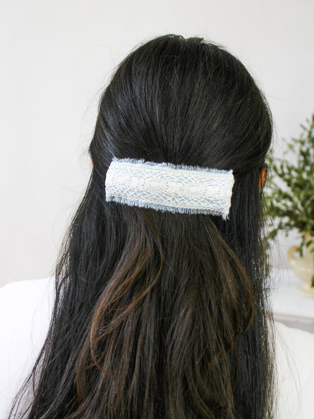 Amelia Lace and Linen Hair Clip from Ash & Rose