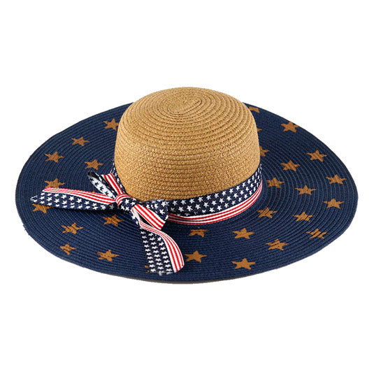 American Flag Floppy Summer Sun Hat American Flag Floppy Straw Beach Hat from Madeline Love