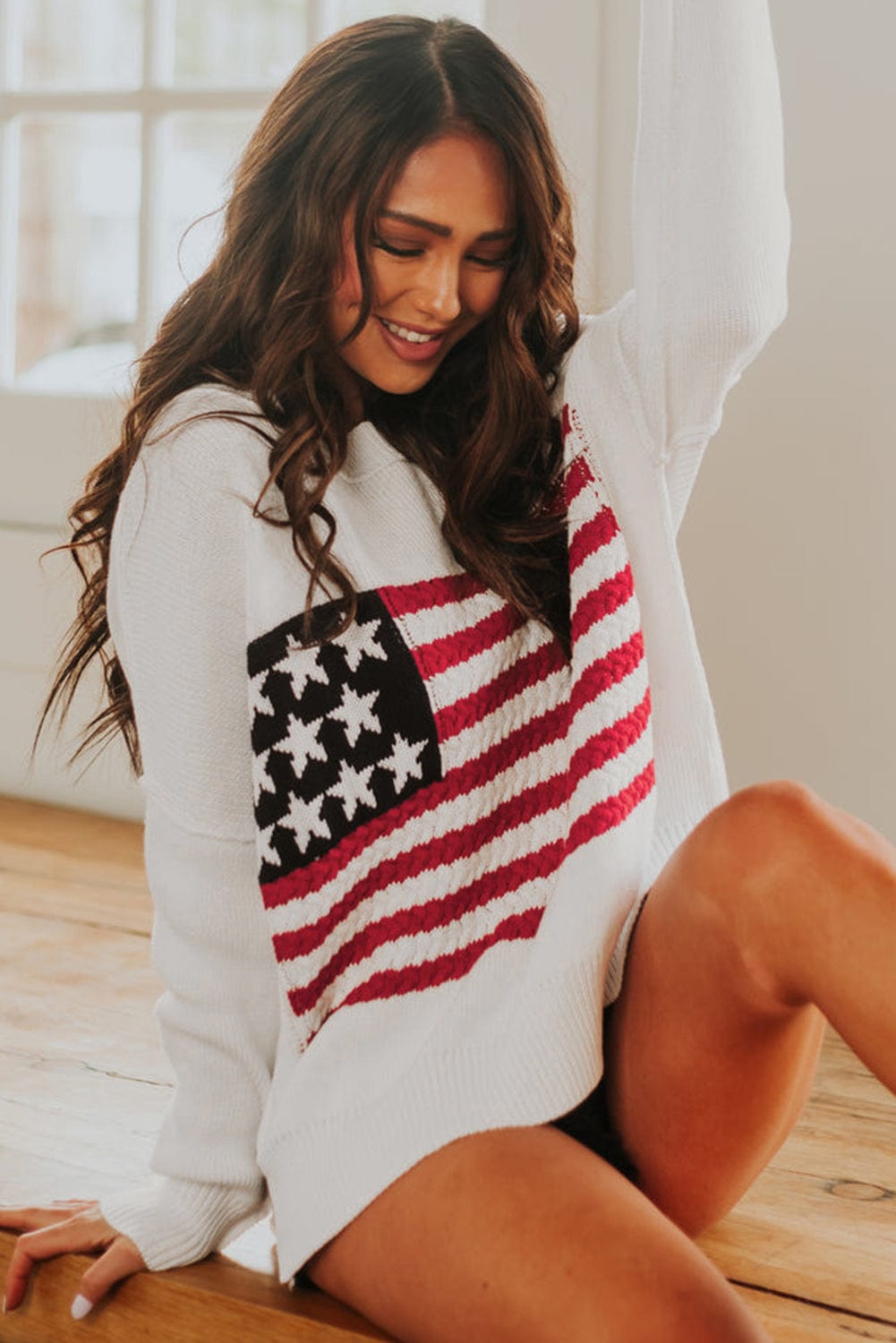American Flag Sweater with Side Slits from MsDressly