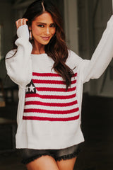 American Flag Sweater with Side Slits from MsDressly