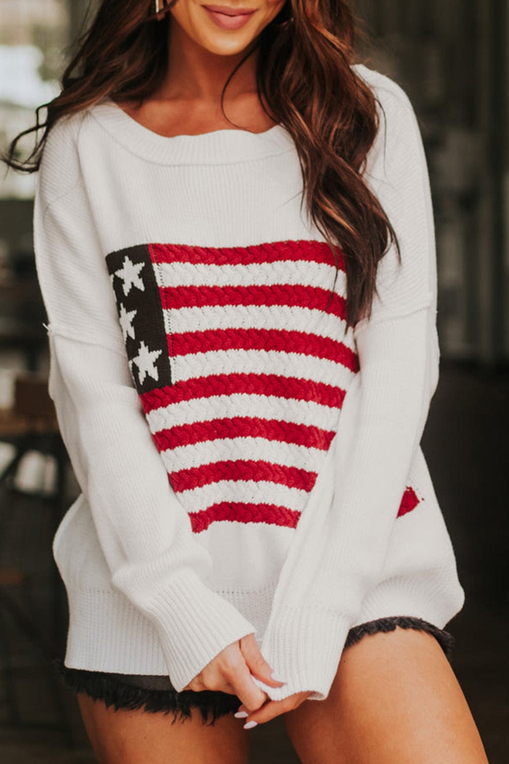American Flag Sweater with Side Slits from MsDressly