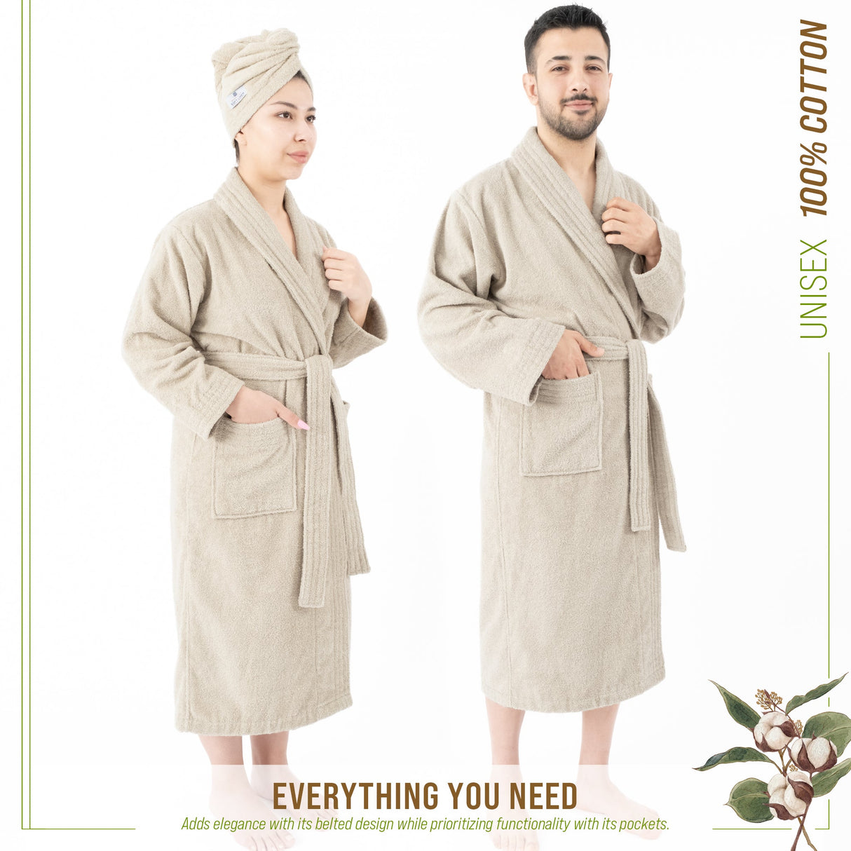 American Soft Linen, 100% Cotton Robes for Women and Men, Soft Lightweight Unisex Couple Turkish Bathrobes Wholesale From American Soft Linen