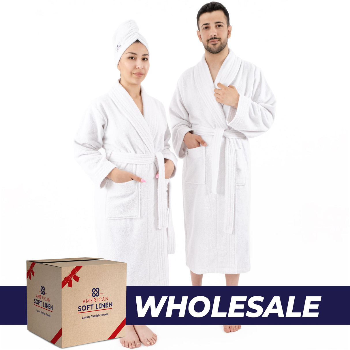 American Soft Linen, 100% Cotton Robes for Women and Men, Soft Lightweight Unisex Couple Turkish Bathrobes Wholesale From American Soft Linen